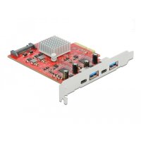 Delock PCI Express x4 Karte zu SuperSpeed USB 10 Gbps mit 2 x USB Typ-A und 2 x USB Type-C - Dual Channel, PCIe, USB 3.2 Gen 2 (3.1 Gen 2), PCIe 3.0, Passiv, 10 Gbit/s, Windows 10, Windows 8.1