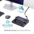 StarTech.com 1:7 USB Stick Klonstation und Löscher - Kopierer für mehrere USB Laufwerke - System and File und Sector-by-Sector Kopieren - 1,5 GB/min - Single und 3-Pass Löschen - LCD Display - USB-Flash-Drive-Duplikator - 7 Kopien - USB 2.0 - Schwarz - St