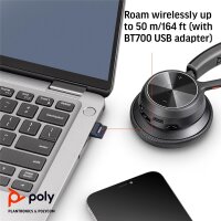 Poly Voyager 4310-M UC Headset + USB-A-an-USB-C-Kabel + BT700 Dongle - Kabellos - Büro/Callcenter - 20 - 20000 Hz - Kopfhörer - Schwarz