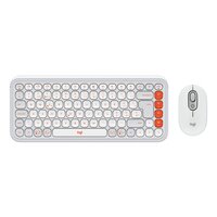 Logitech POP Icon Combo, Kabellos, Bluetooth, Scherenschalter, QWERTZ, Orange, Weiß, Maus enthalten