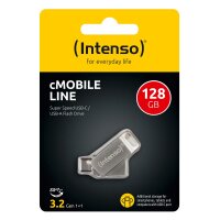 Intenso cMobile Line, 128 GB, USB Type-A / USB Type-C, 3.2 Gen 1 (3.1 Gen 1), 70 MB/s, Drehring, Silber