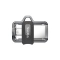 SanDisk Ultra Dual m3.0, 32 GB, USB Type-A / Micro-USB, 3.2 Gen 1 (3.1 Gen 1), Dia, 5,2 g, Schwarz, Silber, Transparent
