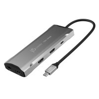 j5create JCD397-N 4K60 Elite USB-C® Multi-Monitor Mini Dock, Kabelgebunden, USB 3.2 Gen 1 (3.1 Gen 1) Type-C, 100 W, 1.4a, 10,100,1000 Mbit/s, Grau