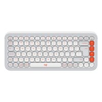 Logitech POP Icon Keys, Mini, Kabellos, Bluetooth, Scherenschalter, QWERTY, Orange, Weiß