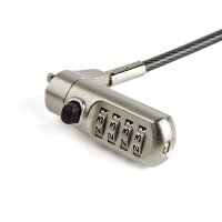StarTech.com Laptopschloss mit 2m Kabel - Nano lock - individuell wählbare Komination - 2 m - Kensington - Zahlenschloss - Schwarz - Edelstahl