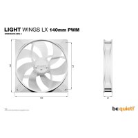 Be Quiet! LIGHT WINGS LX 140mm PWM 3-Pack White, Ventilator, 14 cm, 1200 RPM, 22,9 dB, 56 cfm, 95 m³/h