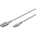 Goobay USB-C auf USB-A Supersoftes Textilkabel mit Metallsteckern weiß
