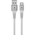 Goobay USB-C auf USB-A Supersoftes Textilkabel mit Metallsteckern weiß