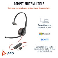 Poly Blackwire 3210 Monaural USB-C Headset - Headset - Mono