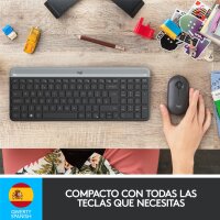 Logitech MK470 Slim Combo – kabelloses Tastatur-Maus-Set - Volle Größe (100%) - Kabellos - RF Wireless - QWERTY - Graphit - Maus enthalten