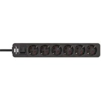 Brennenstuhl 1153260020 - 1,5 m - IP20 - Schwarz - Weiß - 6 AC-Ausgänge - 350 mm - 70 mm