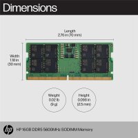 HP 16GB DDR5 5600MHz SODIMM Memory, 16 GB, 1 x 16 GB,...