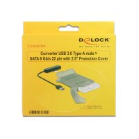 Delock 62742, USB Typ-A, SATA, Schwarz, Grau, 0,15 m,...