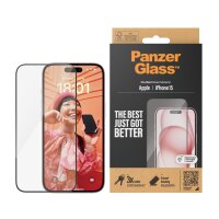 PanzerGlass ® Displayschutz iPhone 15 | Ultra-Wide Fit, Apple, Apple - iPhone 15, Trockene Anwendung, Schockresistent, Transparent, 1 Stück(e)