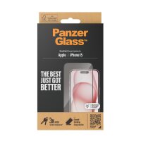 PanzerGlass ® Displayschutz iPhone 15 | Ultra-Wide Fit, Apple, Apple - iPhone 15, Trockene Anwendung, Schockresistent, Transparent, 1 Stück(e)