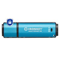 Kingston IronKey 512GB Vault Privacy 50 AES-256 verschlüsselter, FIPS 197, 512 GB, USB Typ-A, 3.2 Gen 1 (3.1 Gen 1), 310 MB/s, Kappe, Schwarz, Blau