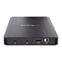 StarTech.com 4 Bay Thunderbolt 3™ NVMe Gehäuse - für M.2 NVMe SSD Laufwerke - 1x DisplayPort Video/ 2x TB3 Downstream Ports - 40Gbit/s - 72W Stromversorgung - Externes Festplattengehäuse - SSD-Gehäuse - M.2 - M.2 - 40 Gbit/s - USB Anschluss - Schwar