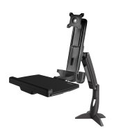 StarTech.com Sitz-Steh Monitorarm - Verstellbarer Sitz-Steh Arbeitsplatz Monitorarm für ein einzelnes 27" VESA Display - Ergonomischer Gelenk Stehpult Konverter mit Tastaturablage - Schwarz - 86,4 cm (34") - 8 kg - Tisch/Bank - 75 x 75,100 x 100 mm - 1,5