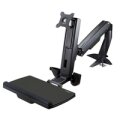 StarTech.com Sitz-Steh Monitorarm - Verstellbarer Sitz-Steh Arbeitsplatz Monitorarm für ein einzelnes 27" VESA Display - Ergonomischer Gelenk Stehpult Konverter mit Tastaturablage - Schwarz - 86,4 cm (34") - 8 kg - Tisch/Bank - 75 x 75,100 x 100 mm - 1,5