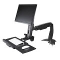 StarTech.com Sitz-Steh Monitorarm - Verstellbarer Sitz-Steh Arbeitsplatz Monitorarm für ein einzelnes 27" VESA Display - Ergonomischer Gelenk Stehpult Konverter mit Tastaturablage - Schwarz - 86,4 cm (34") - 8 kg - Tisch/Bank - 75 x 75,100 x 100 mm - 1,5