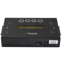 StarTech.com 1:1 Selbständige Festplatten Klonstation und Löscher - USB Stick und SATA HDD/SSD Disk Kloner und Löscher - LCD Bildschirm - TAA konform - OS unabhängig - HDD-Duplikator - 2 Kopien - Kopieren - Löschen - Schwarz - Stahl - 6,6 GB/min