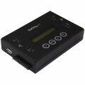 StarTech.com 1:1 Selbständige Festplatten Klonstation und Löscher - USB Stick und SATA HDD/SSD Disk Kloner und Löscher - LCD Bildschirm - TAA konform - OS unabhängig - HDD-Duplikator - 2 Kopien - Kopieren - Löschen - Schwarz - Stahl - 6,6 GB/min