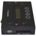 StarTech.com 1:1 Selbständige Festplatten Klonstation und Löscher - USB Stick und SATA HDD/SSD Disk Kloner und Löscher - LCD Bildschirm - TAA konform - OS unabhängig - HDD-Duplikator - 2 Kopien - Kopieren - Löschen - Schwarz - Stahl - 6,6 GB/min