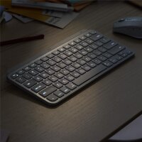 Logitech MX Keys Mini, Mini, Kabellos, RF Wireless + Bluetooth, Scherenschalter, QWERTY, Graphit