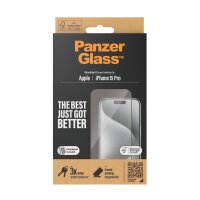 PanzerGlass ® Displayschutz iPhone 15 Pro | Ultra-Wide Fit m. EasyAligner, Apple, Apple - iPhone 15 Pro, Trockene Anwendung, Schockresistent, Transparent, 1 Stück(e)