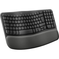 Logitech Wave Keys for Business, Volle Größe (100%), Kabellos, RF Wireless + Bluetooth, Membran Key Switch, QWERTY, Graphit