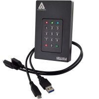 Apricorn Aegis Fortress L3, 2 TB, USB Typ-A auf USB Typ-C, 3.2 Gen 1 (3.1 Gen 1), Passwortschutz, Schwarz
