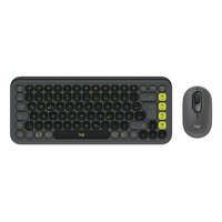 Logitech POP Icon Combo, Kabellos, Bluetooth, Scherenschalter, QWERTZ, Graphit, Grün, Maus enthalten