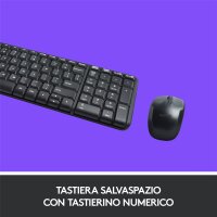 Logitech Wireless Combo MK220, Kabellos, RF Wireless, Mechanischer Switch, QWERTY, Schwarz, Maus enthalten