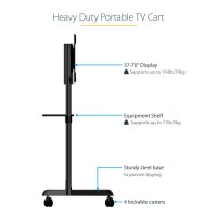 StarTech.com TV-Wagen - TV Ständer mit Rollen für 37-70 Zoll VESA-Displays (70kg) - TV-Ständer mit Regal & Ablagefach - Dreh-/Neigbares Display - Universal-TV-Halterung auf Rädern - 177,8 cm (70") - 200 x 200 mm - 600 x 400 mm - 0 - 5° - 90° - Schwarz