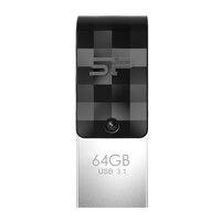 Silicon Power Mobile C31, 64 GB, USB Type-A / USB Type-C, 3.2 Gen 1 (3.1 Gen 1), Drehring, 3,3 g, Schwarz, Silber