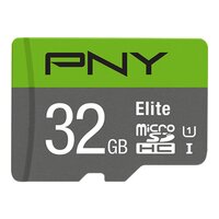 PNY Elite, 32 GB, MicroSDHC, Klasse 10, Class 1 (U1), Grün, Grau