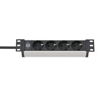 Brennenstuhl 1390007004 - 2 m - 4 AC-Ausgänge - Indoor - IP20 - Schwarz - Silber - 85 mm