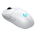 Logitech G PRO 2 LIGHTSPEED Mouse, Beidhändig, Optisch, RF Wireless + USB Type-A, 32000 DPI, 1 ms, Weiß