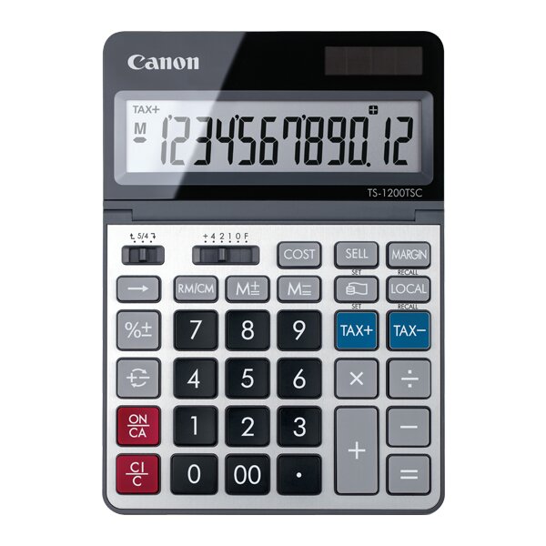 Canon TS-1200TSC, Desktop, Einfacher Taschenrechner, 12 Ziffern, Display klappbar, Akku, Metallisch