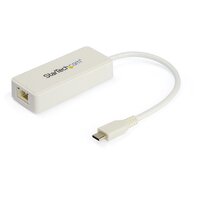 StarTech.com USB-C auf Gigabit Ethernet Adapter mit USB-A Port - 1Gbit/s NIC USB 3.0/USB 3.1 Typ-C Netzwerkadapter - USB-C/TB3 Kompatibler 1GbE NIC - Windows - MacOS - Chromebook - Weiß - Kabelgebunden - USB Typ-C - Ethernet - 5000 Mbit/s - Weiß