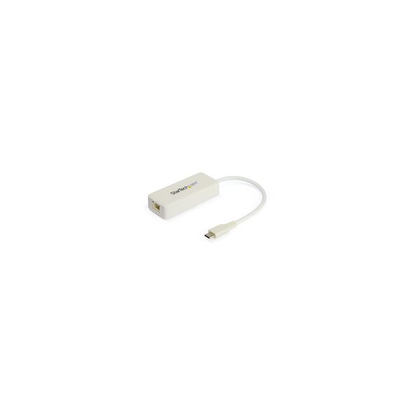 StarTech.com USB-C auf Gigabit Ethernet Adapter mit USB-A Port - 1Gbit/s NIC USB 3.0/USB 3.1 Typ-C Netzwerkadapter - USB-C/TB3 Kompatibler 1GbE NIC - Windows - MacOS - Chromebook - Weiß - Kabelgebunden - USB Typ-C - Ethernet - 5000 Mbit/s - Weiß