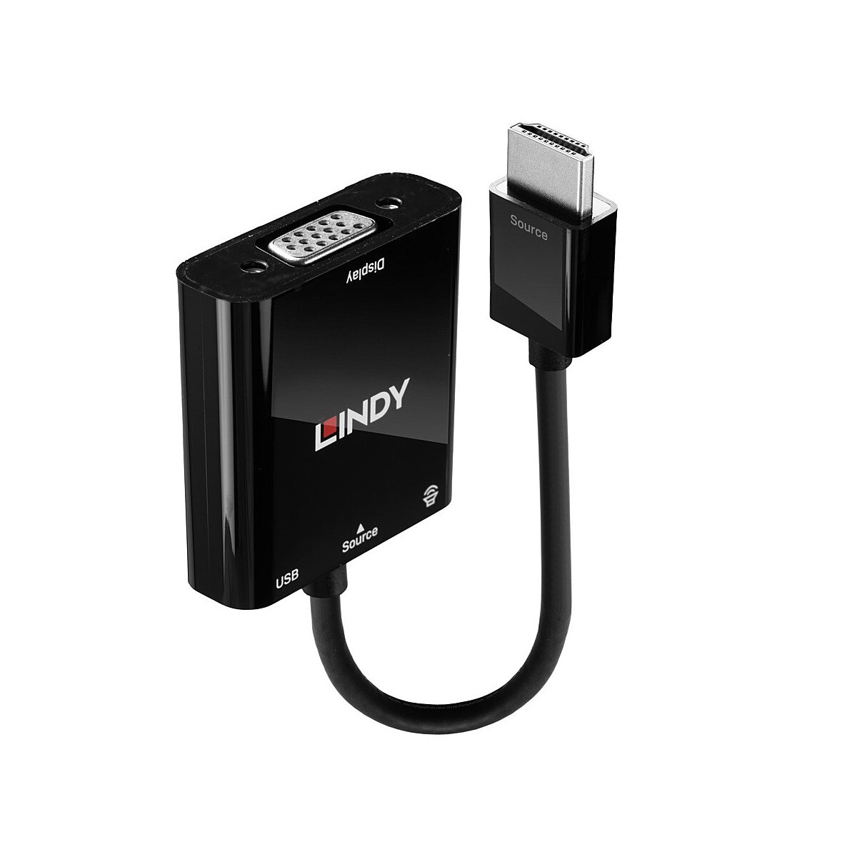 Lindy 38285 Videokabel-Adapter 0,1 m HDMI Typ A (Standard) VGA (D-Sub) Schwarz
