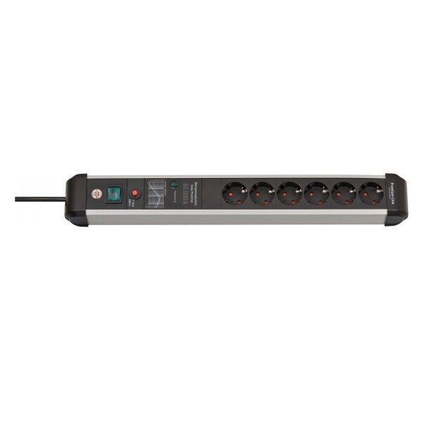 Brennenstuhl 1391010601 - 5 m - Drinnen - Abgewinkelt - IP20 - Schwarz - Silber - 6 AC-Ausgänge