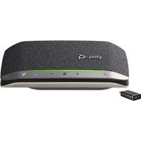 Poly Sync 20+ USB-C Freisprecheinrichtung - für Microsoft Teams zertifiziert - Mobiltelefon/PC - Schwarz - Silber - 55 dB - 0,715 m - IP64 - Tasten - Berührung