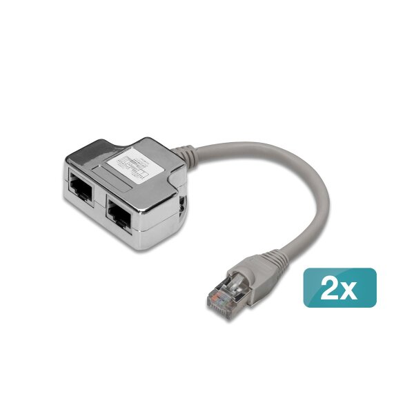 DIGITUS - DN-93904-2 - 2x CAT 5e Patchkabel-Adapter, 2x CAT 5e, geschirmt
