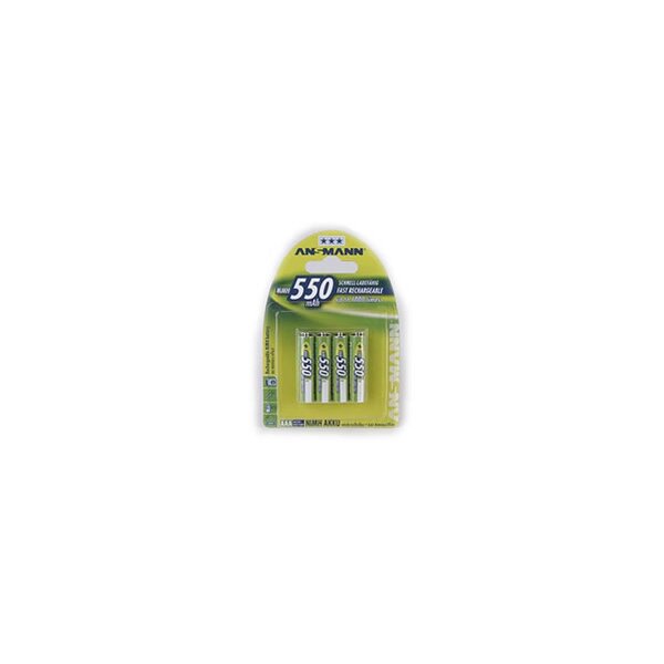 Ansmann Blister 4 X Accu - AAA - 550 mAh - AAA / HR03 - Nickel-Metallhydrid (NiMH) - 1,2 V - 550 mAh - Silber