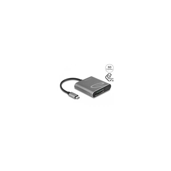 Delock USB Type-C Card Reader für SD Express und CFexpress Speicherkarten - CFexpress - SD - Grau - 10000 Mbit/s - Aluminium - Access - Leistung - USB 3.2 Gen 2 (3.1 Gen 2) Type-C