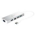 j5create JUD380-N USB™ 3.0 Mini Dock - Kabelgebunden - USB 3.2 Gen 1 (3.1 Gen 1) Type-A - Mikro-USB - USB Typ-A - 10,100,1000 Mbit/s - 10BASE-T - 100BASE-T - 1000BASE-T - Silber