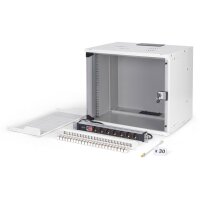 DIGITUS - DN-49204-SET - 19" Netzwerk-Set, 9HE Wandgehäuse und Zubehör, gr