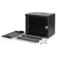 DIGITUS - DN-49205-SET - 19" Netzwerk-Set, 9HE Wandgehäuse und Zubehör, sw